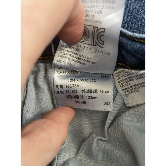 Wmns Levis 505 Straight Sz 30 X 32 Medium Blue Wash Denim 5 Pckt Jeans - Picture 5 of 6